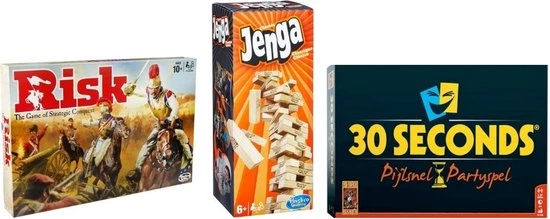 Hasbro Spellenbundel - 3 Stuks - Risk & 30 Seconds & Jenga 3 Hasbro Spellenbundel - 3 Stuks - Risk & 30 Seconds & Jenga