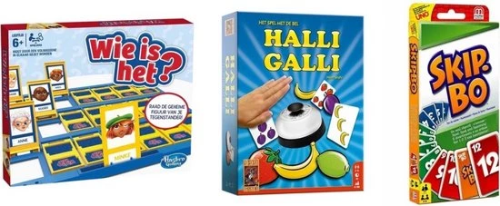 Hasbro Spellenbundel - 3 Stuks - Wie Is Het & Halli Galli & Skip-Bo 3 Hasbro Spellenbundel - 3 Stuks - Wie Is Het & Halli Galli & Skip-Bo