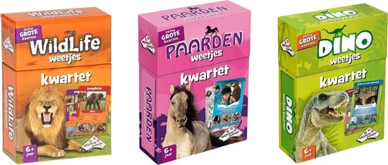Merkloos Spellenbundel - Kwartet - 3 Stuks - Wildlife Kwartet & Paarden Kwartet & Dino Kwartet 3 Merkloos Spellenbundel - Kwartet - 3 Stuks - Wildlife Kwartet & Paarden Kwartet & Dino Kwartet