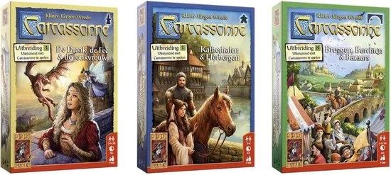 1000 GAMES Spellenbundel - 3 Stuks - Carcassonne Draak, Fee&Jonkvrouw & Kathedralen&Herbergen & Bruggen, Burchten&Bazaars 3 1000 GAMES Spellenbundel - 3 Stuks - Carcassonne Draak, Fee&Jonkvrouw & Kathedralen&Herbergen & Bruggen, Burchten&Bazaars