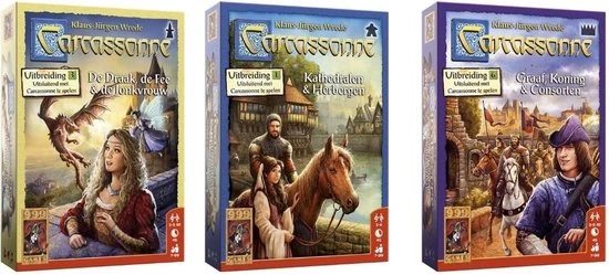 1002 GAMES Spellenbundel - 3 Stuks - Carcassonne Draak, Fee&Jonkvrouw & Kathedralen&Herbergen & Graaf, Koning&Consorten 3 1002 GAMES Spellenbundel - 3 Stuks - Carcassonne Draak, Fee&Jonkvrouw & Kathedralen&Herbergen & Graaf, Koning&Consorten