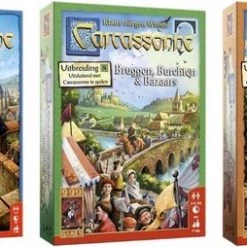 999 Games Spellenbundel - 3 Stuks - Carcassonne & Bruggen, Burchten En Bazaars & Burgemeesters En Abdijen
