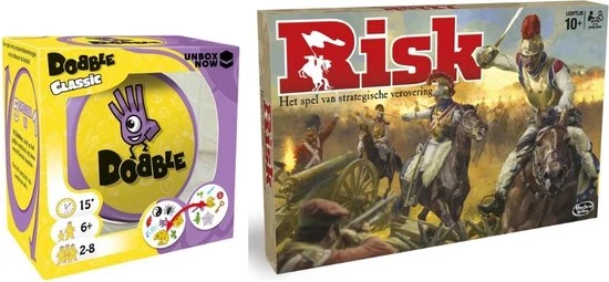 Hasbro Spellenbundel - 2 Stuks - Dobble Classic & Risk 3 Hasbro Spellenbundel - 2 Stuks - Dobble Classic & Risk