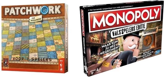 Merkloos Spellenbundel - 2 Stuks - Patchwork & Monopoly Valsspelerseditie 3 Merkloos Spellenbundel - 2 Stuks - Patchwork & Monopoly Valsspelerseditie