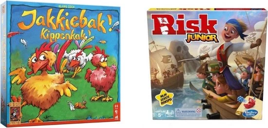 Hasbro Spellenbundel - 2 Stuks - Jakkiebak! Kippenkak! & Risk Junior 3 Hasbro Spellenbundel - 2 Stuks - Jakkiebak! Kippenkak! & Risk Junior