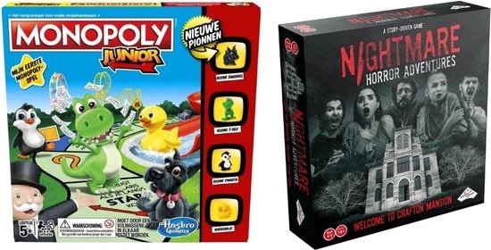 Merkloos Spellenbundel - 2 Stuks - Monopoly Junior & Nightmare Horror Adventures 3 Merkloos Spellenbundel - 2 Stuks - Monopoly Junior & Nightmare Horror Adventures