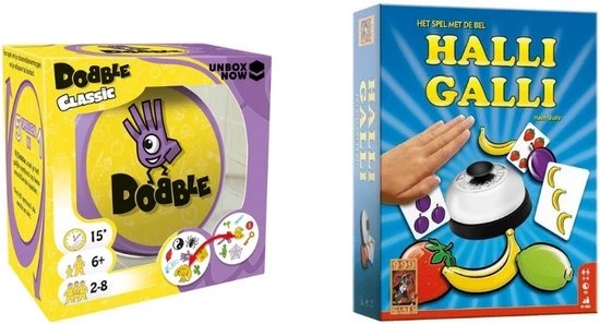 Hasbro Spellenbundel - 2 Stuks - Dobble Classic & Halli Galli 3 Hasbro Spellenbundel - 2 Stuks - Dobble Classic & Halli Galli