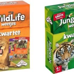 Merkloos Spellenbundel - Kwartet - 2 Stuks - Wildlife Kwartet & Junglelife Kwartet