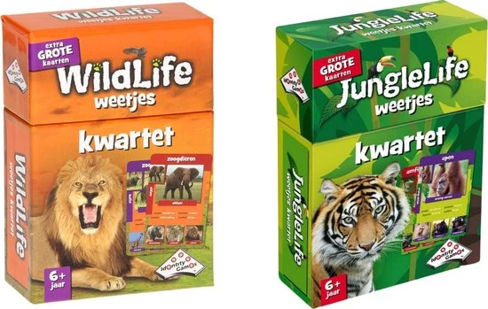 Merkloos Spellenbundel - Kwartet - 2 Stuks - Wildlife Kwartet & Junglelife Kwartet 3 Merkloos Spellenbundel - Kwartet - 2 Stuks - Wildlife Kwartet & Junglelife Kwartet