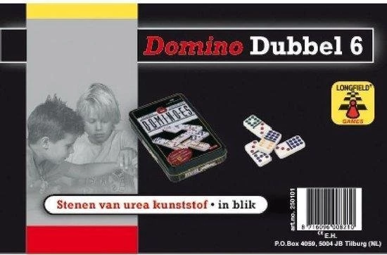 Merkloos Longfield Games Domino Dubbel 6 - Blik 7 Merkloos Longfield Games Domino Dubbel 6 - Blik - Afbeelding 5