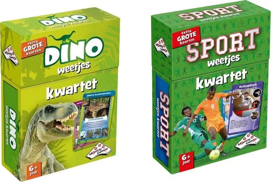 Merkloos Spellenbundel - Kwartet - 2 Stuks - Dino Kwartet & Sport Weetjes Kwartet 3 Merkloos Spellenbundel - Kwartet - 2 Stuks - Dino Kwartet & Sport Weetjes Kwartet