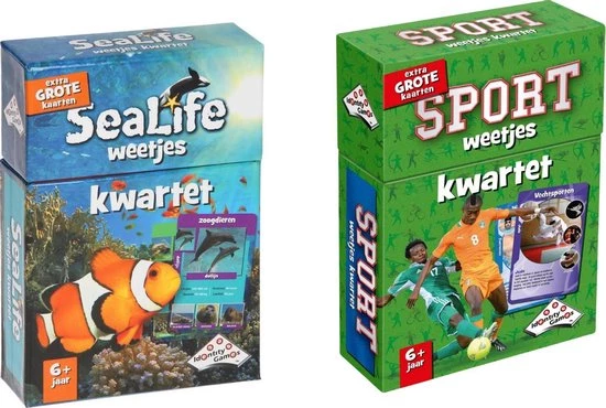 Merkloos Spellenbundel - Kwartet - 2 Stuks - Sealife Kwartet & Sport Weetjes Kwartet 3 Merkloos Spellenbundel - Kwartet - 2 Stuks - Sealife Kwartet & Sport Weetjes Kwartet