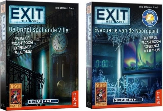 999 Games Spellenbundel - 2 Stuks - Exit - De Onheilspellende Villa & Evacuatie Van De Noordpool 3 999 Games Spellenbundel - 2 Stuks - Exit - De Onheilspellende Villa & Evacuatie Van De Noordpool