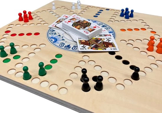 Clown Games Bordspel Keezen - Keezenspel Luxe Houten Uitvoering - Dubbelzijdig Spelbord Voor 4 En 6 Spelers 5 Clown Games Bordspel Keezen - Keezenspel Luxe Houten Uitvoering - Dubbelzijdig Spelbord Voor 4 En 6 Spelers - Afbeelding 3