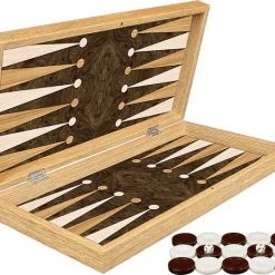 Yenig?n Tavla Grote Backgammon Koffer - Rose Hout - Met Schaakbord - Turks Tavla - Maat XXL 48cm
