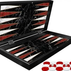 Yenig?n Tavla Klassiek Backgammon Zwart Bordspel - Met Schaakbord - Turks Tavla - Groot Maat XXL 48cm