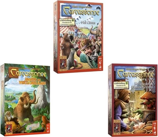 999 Games Spellenbundel - 3 Stuks - Carcassonne Het Circus & Jagers En Verzamelaars & Kooplieden En Bouwmeesters 3 999 Games Spellenbundel - 3 Stuks - Carcassonne Het Circus & Jagers En Verzamelaars & Kooplieden En Bouwmeesters