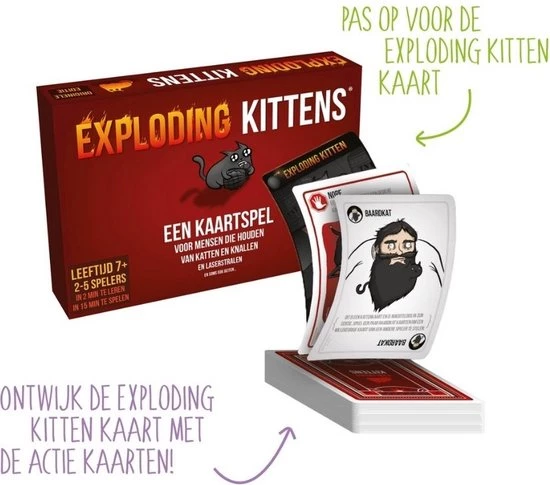999 Games Spellenbundel - Kaartspel - 2 Stuks - Exploding Kittens & Vlotte Geesten 5 999 Games Spellenbundel - Kaartspel - 2 Stuks - Exploding Kittens & Vlotte Geesten - Afbeelding 3