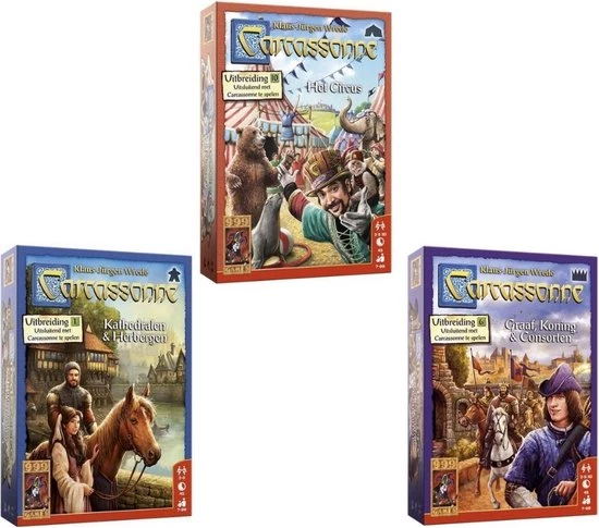 999 Games Spellenbundel - 3 Stuks - Carcassonne Het Circus & Kathedralen En Herbergen & Graaf, Koning En Consorten 3 999 Games Spellenbundel - 3 Stuks - Carcassonne Het Circus & Kathedralen En Herbergen & Graaf, Koning En Consorten