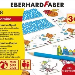Eberhard Faber EF-579943 Dominospel Kleur En Speel Met 28 Kaart En 6 Kleurpotloden