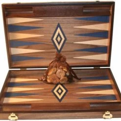 Ubergames Walnoothout Backgammon - Blauwe Inleg, 48 X 60 X 4 X 8 Cm -spellen-voor-volwassenen Winkel 550x488 3