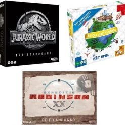Merkloos Spellenbundel - 3 Stuks - Jurassic World The Boardgame & Ik Hou Van Holland Bordspel & Expeditie Robinson De Eilandraad