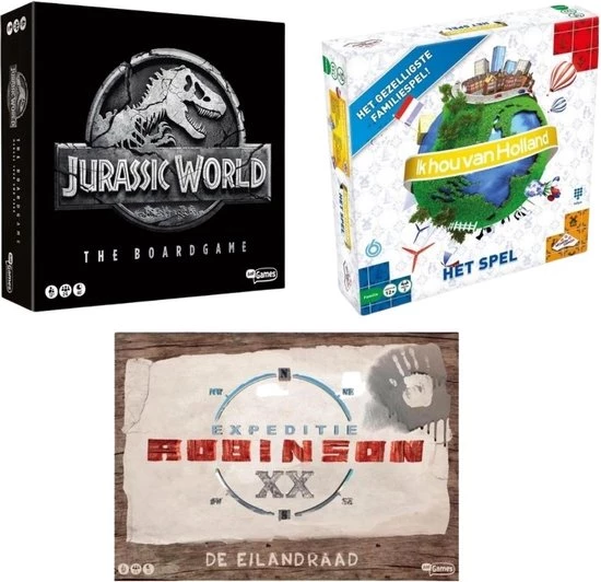 Merkloos Spellenbundel - 3 Stuks - Jurassic World The Boardgame & Ik Hou Van Holland Bordspel & Expeditie Robinson De Eilandraad 3 Merkloos Spellenbundel - 3 Stuks - Jurassic World The Boardgame & Ik Hou Van Holland Bordspel & Expeditie Robinson De Eilandraad