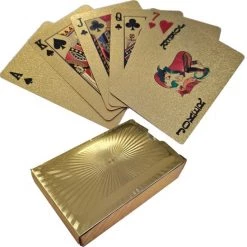 Lifetime Games 3x Pakjes Gouden/goudkleurige Speelkaarten 54 Stuks Van Geplastificeerd Karton