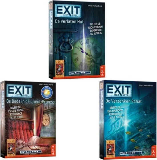 999 Games Spellenbundel - 3 Stuks - Exit - De Verlaten Hut & De Dode In De Orient Express & De Verzonken Schat 3 999 Games Spellenbundel - 3 Stuks - Exit - De Verlaten Hut & De Dode In De Orient Express & De Verzonken Schat