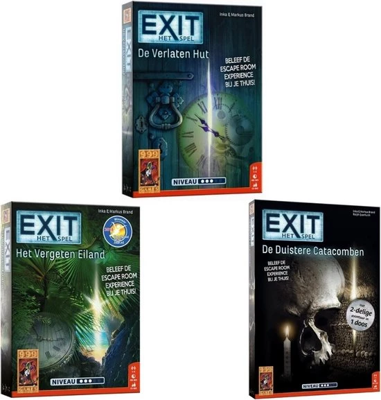 999 Games Spellenbundel - 3 Stuks - Exit - De Verlaten Hut & Het Vergeten Eiland & Het Verschrikkelijke Spookhuis 3 999 Games Spellenbundel - 3 Stuks - Exit - De Verlaten Hut & Het Vergeten Eiland & Het Verschrikkelijke Spookhuis