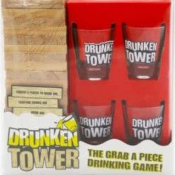 CRYTIVE Drankspel - Drunken Tower Drankspel - Drankspel - Drankspel Inclusief 4 Shot Glaasjes