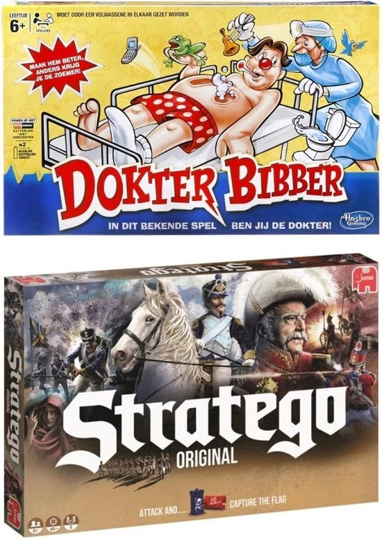 Hasbro Spellenbundel - 2 Stuks - Dokter Bibber & Stratego 3 Hasbro Spellenbundel - 2 Stuks - Dokter Bibber & Stratego